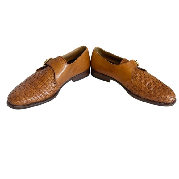 Bruno Magli Linea Uomo Tan Woven Leather Monk Strap Loafers Made in Italy Size 9 main image 6